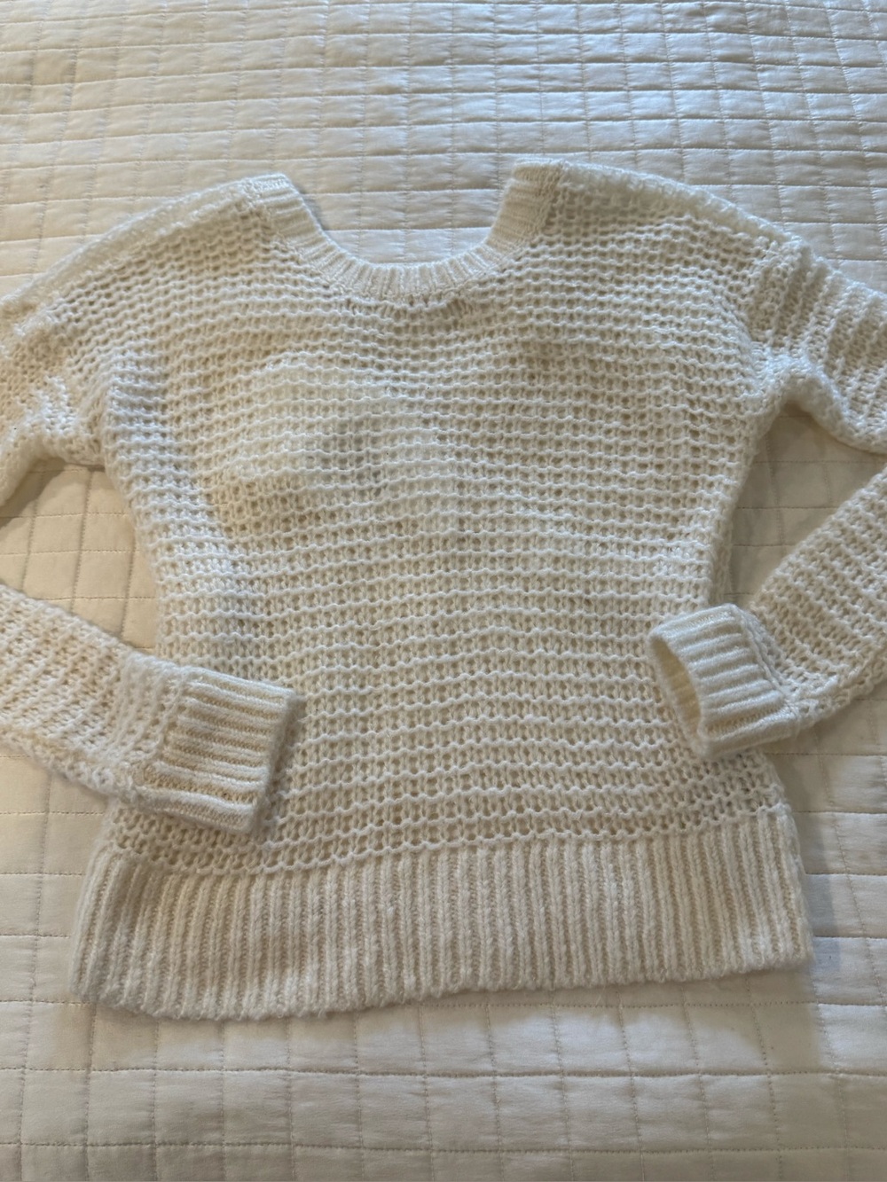 Abercrombie & Fitch Cream Open-Knit Crewneck Sweater